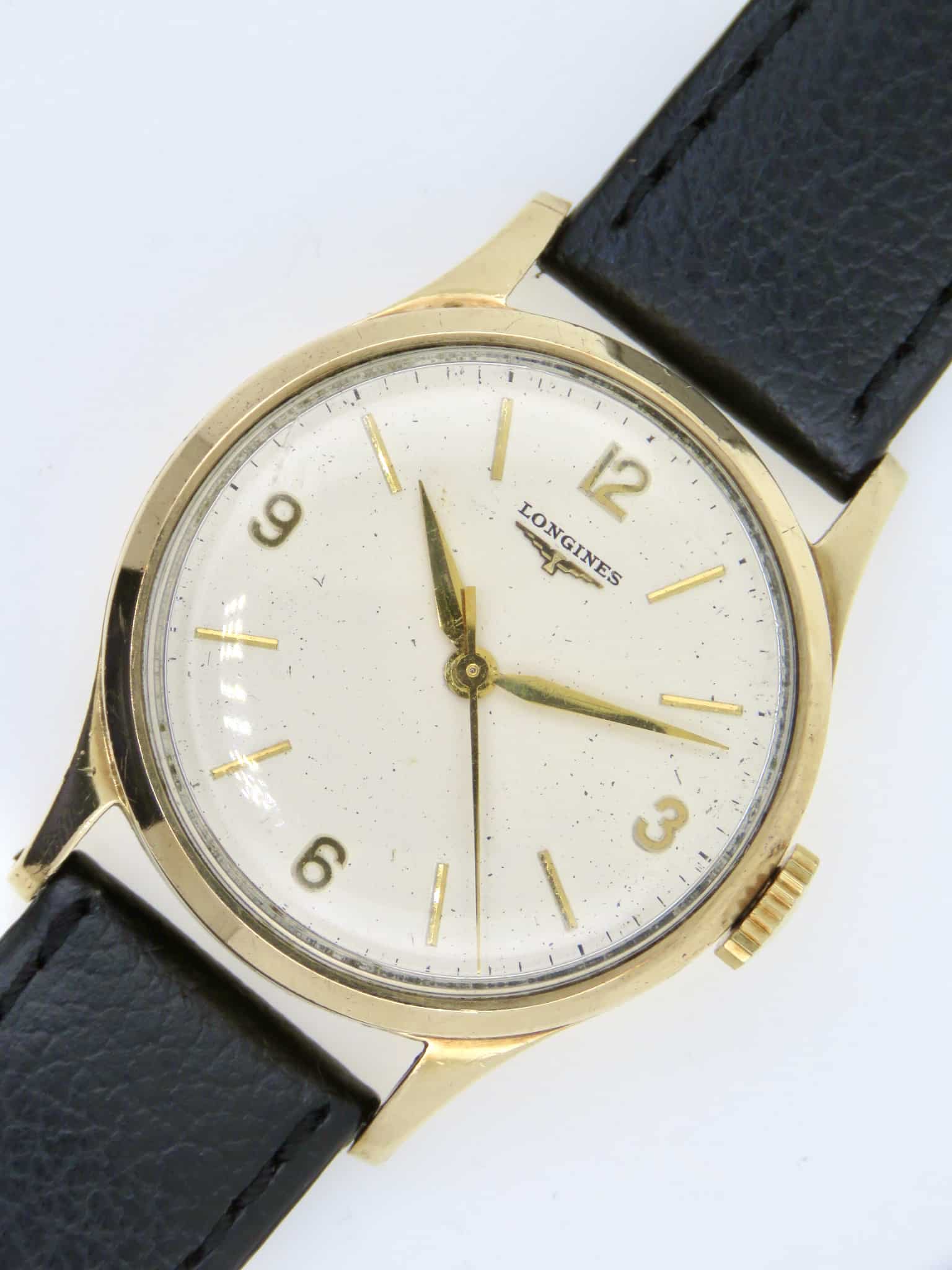 1959 LONGINES Vintage Men Mechanical 34.00mm Watch Yellow Gold 9ct. Cal ...